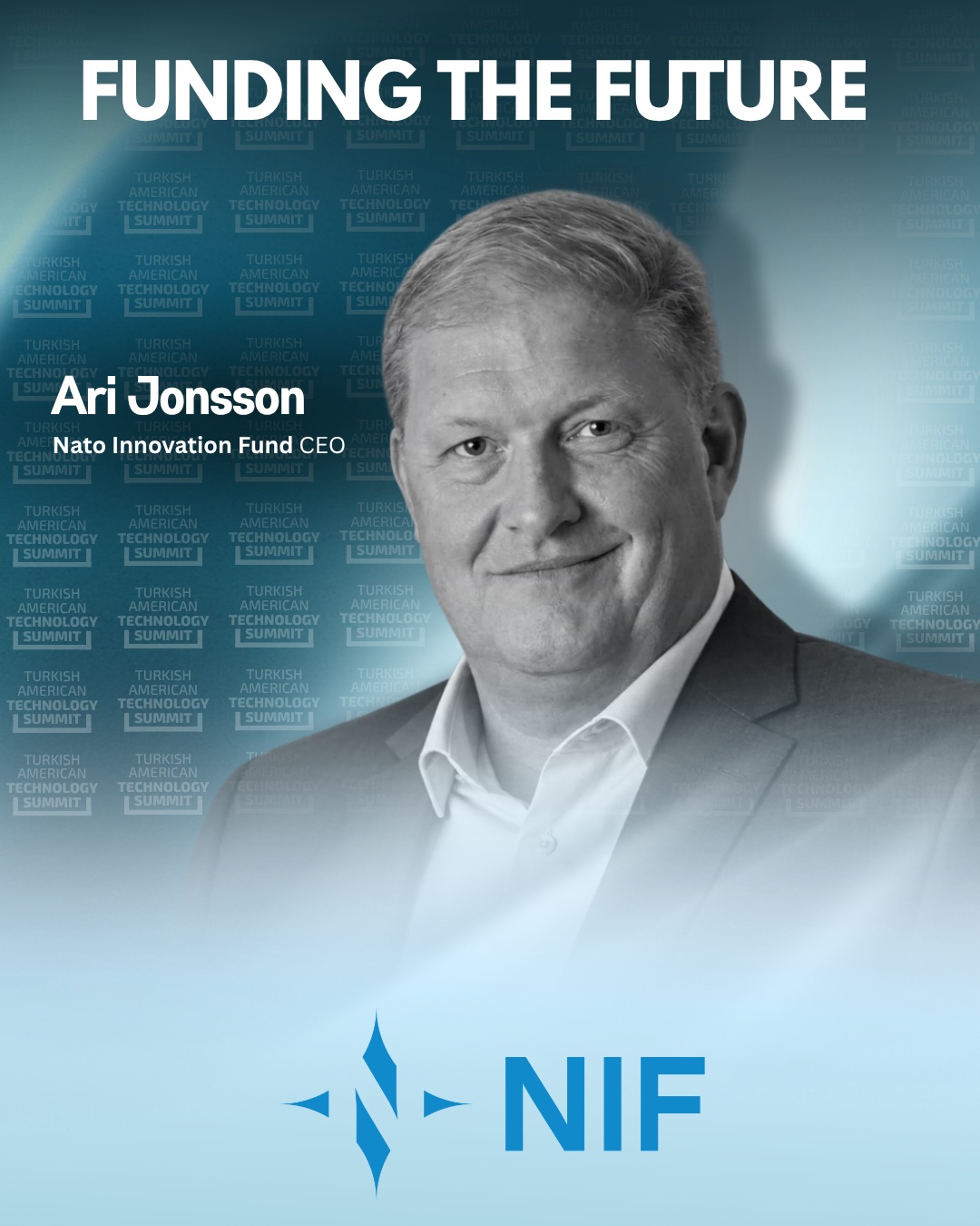Ari Jonsson — NATO Innovation Fund announcement poster